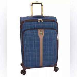 London Fog Brentwood III 28” Spinner Checked Luggage Large Exp Suitcase 4 Wheels